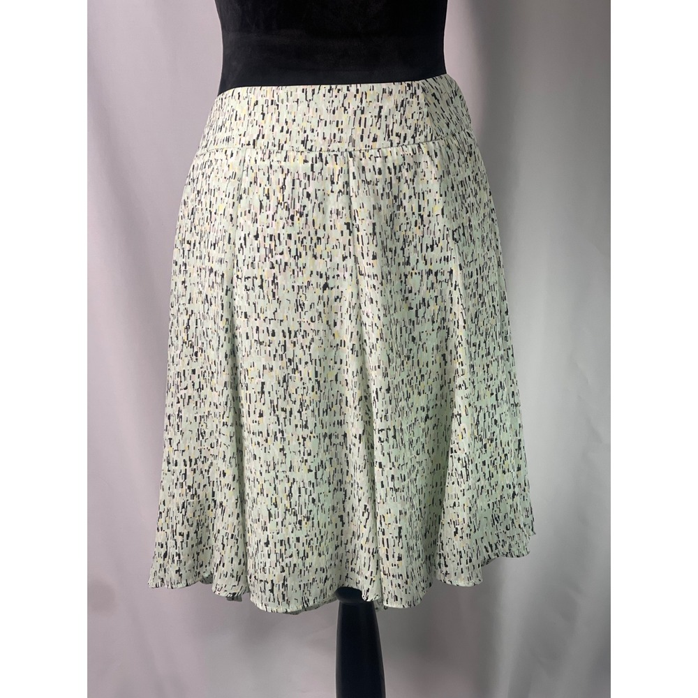 Emaline Womens Mint Green Abstract Geometric Print A-Line Lined Skirt Size 12